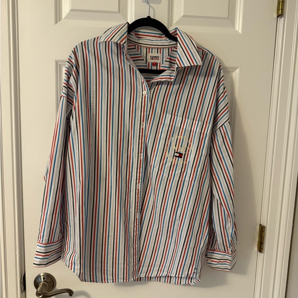 Tommy Hilfiger women’s oversized Striped Shirt - Red, Blue, White